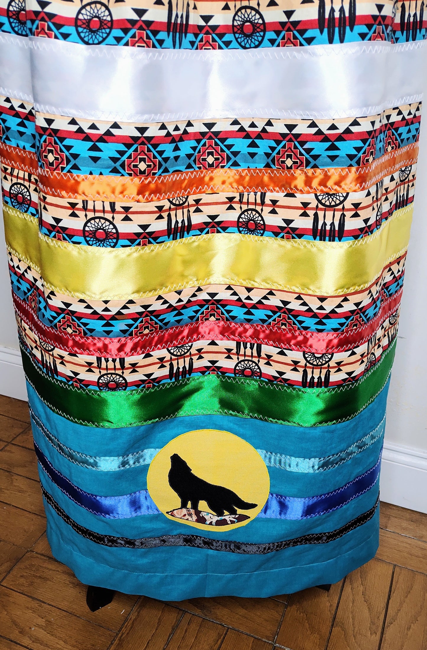 Native American Ribbon Skirt Turquoise Dreamcatcher Ribbon Skirt Abstract Print Ribbon Skirt