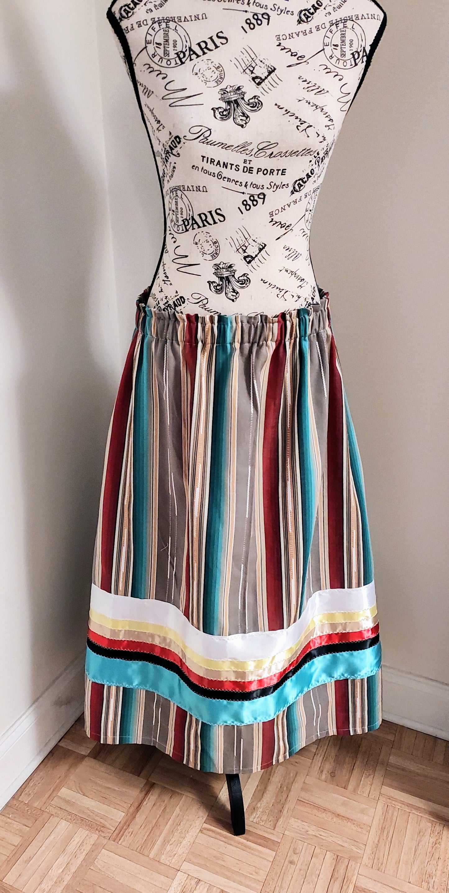 Native American Ribbon Skirt Woven Ribbon Skirt Multi-Colored Ribbon Skirt