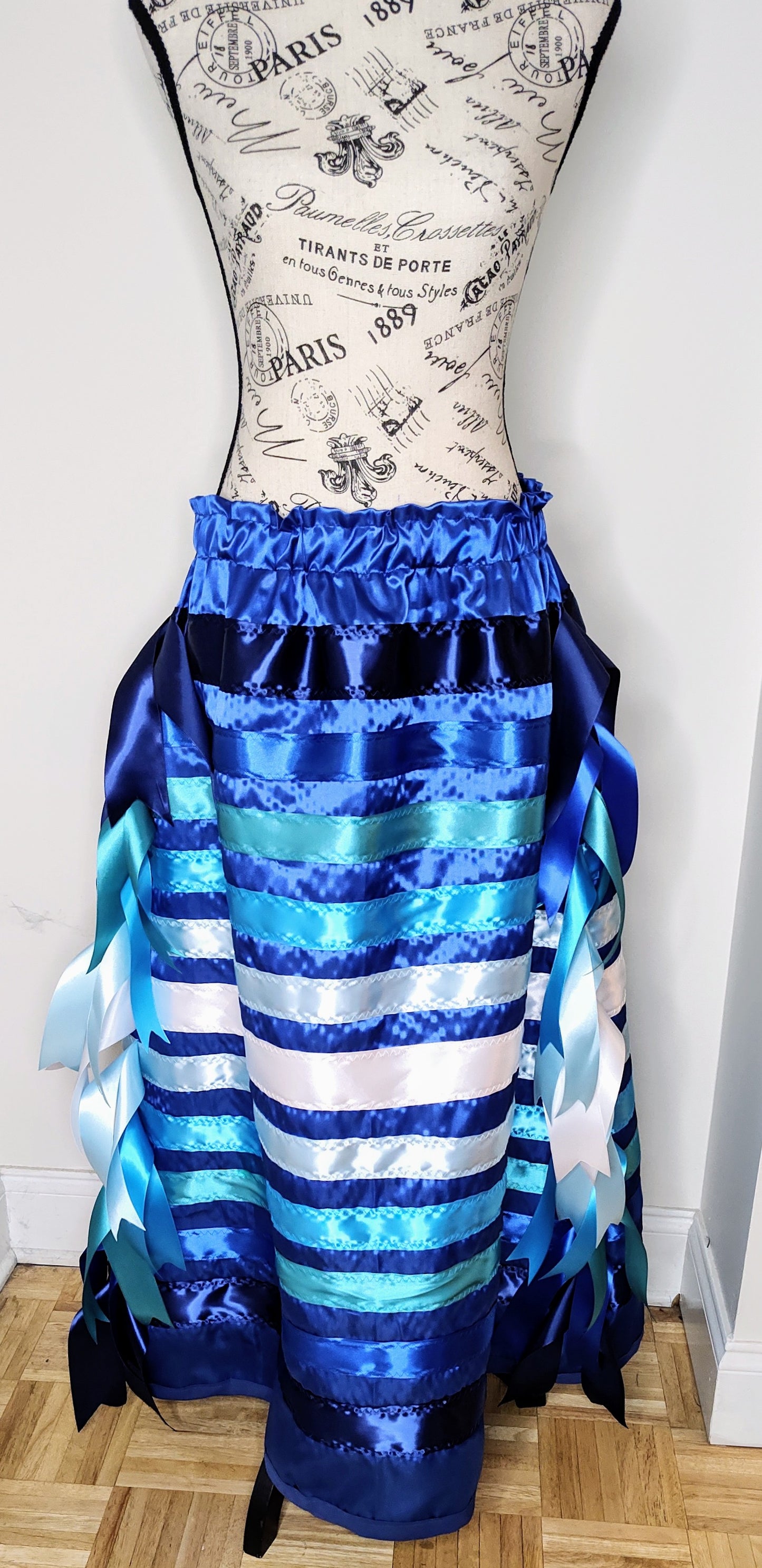 Native American Ribbon Skirt Ocean Waves Blue Ribbon Skirt Blue Ribbon Skirt