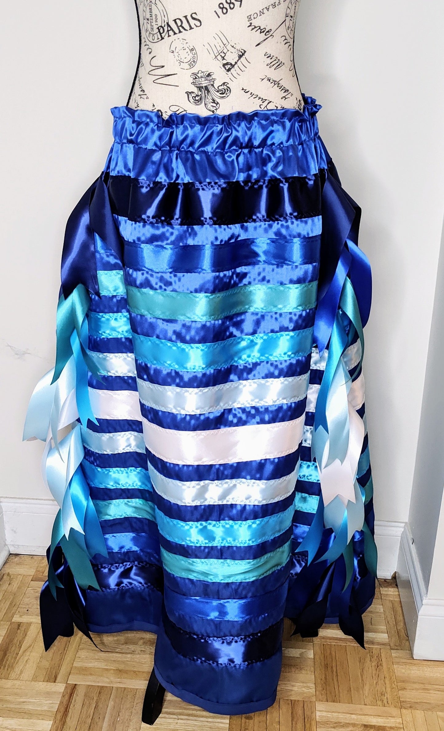 Native American Ribbon Skirt Ocean Waves Blue Ribbon Skirt Blue Ribbon Skirt