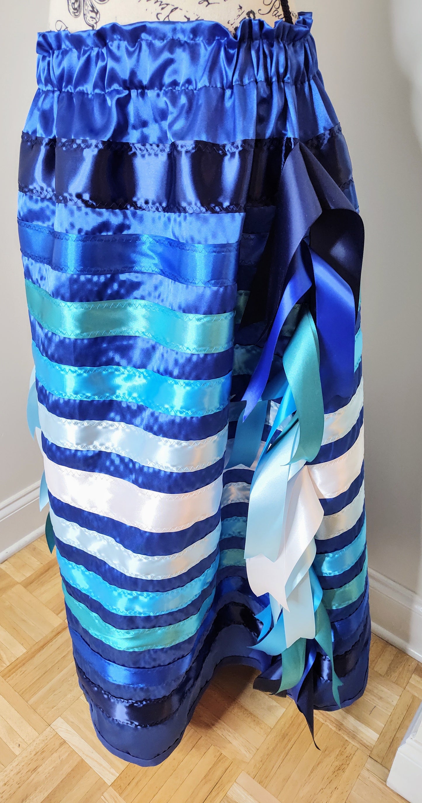 Native American Ribbon Skirt Ocean Waves Blue Ribbon Skirt Blue Ribbon Skirt