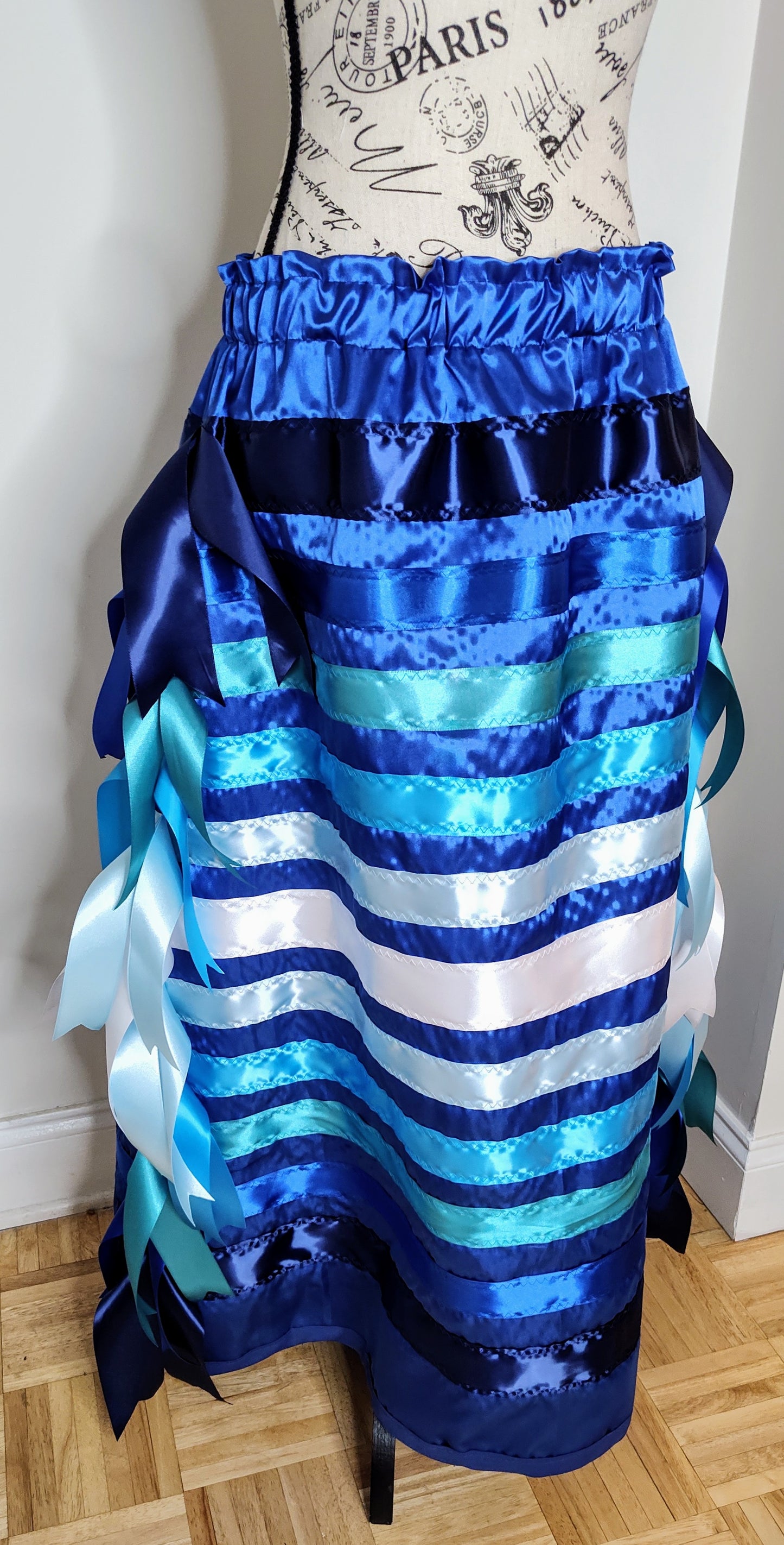 Native American Ribbon Skirt Ocean Waves Blue Ribbon Skirt Blue Ribbon Skirt