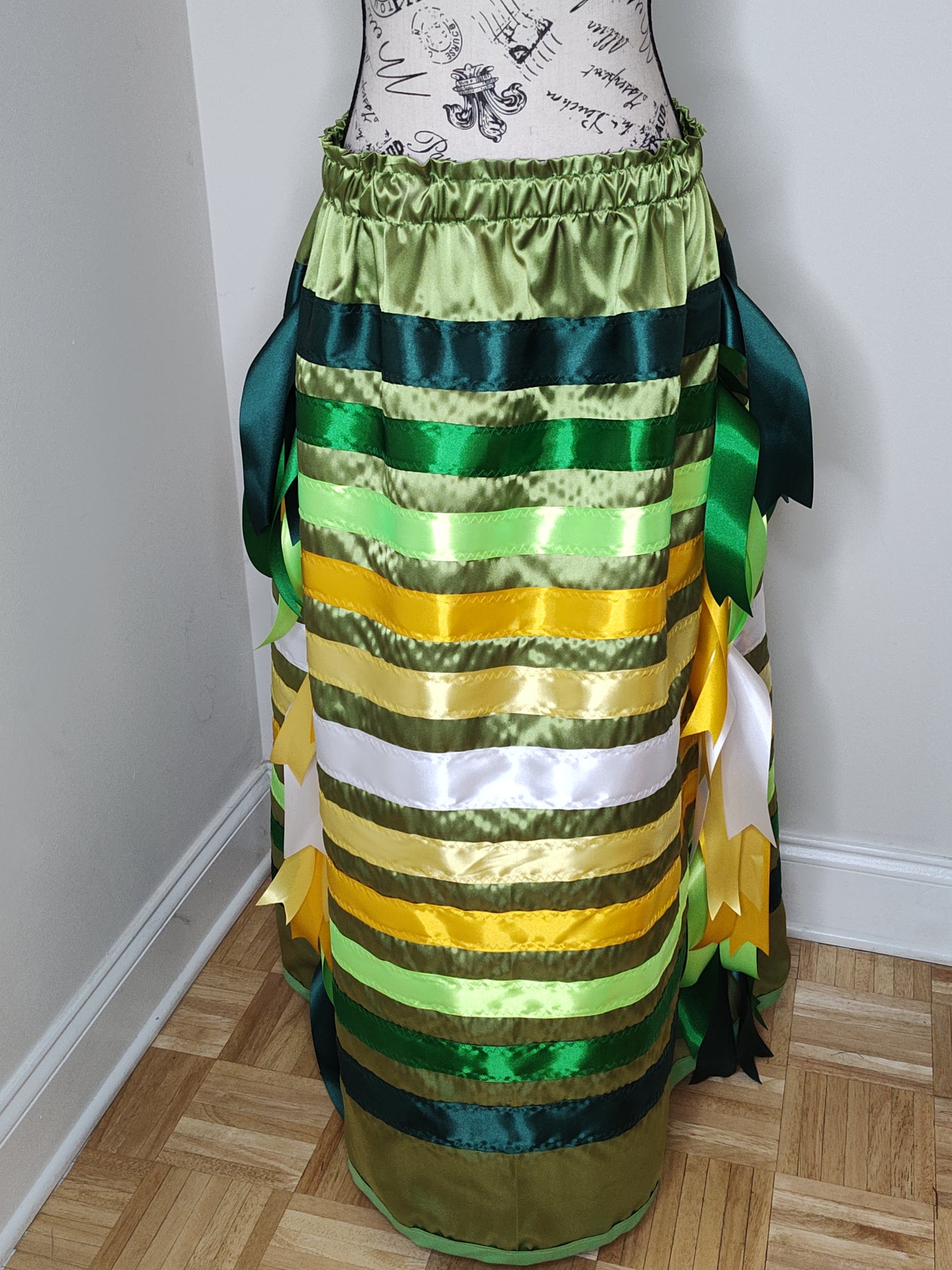 Native American Ribbon Skirt Sacred Sweetgrass Ribbon Skirt  Light Green Ribbon Skirt