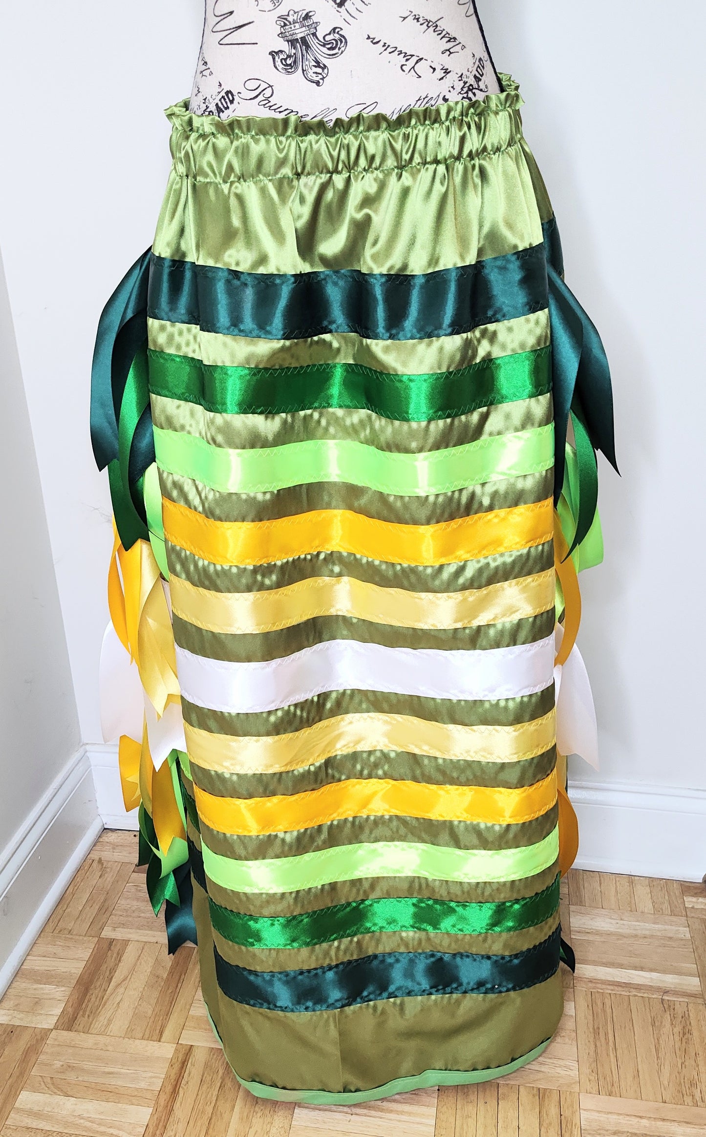 Native American Ribbon Skirt Sacred Sweetgrass Ribbon Skirt  Light Green Ribbon Skirt