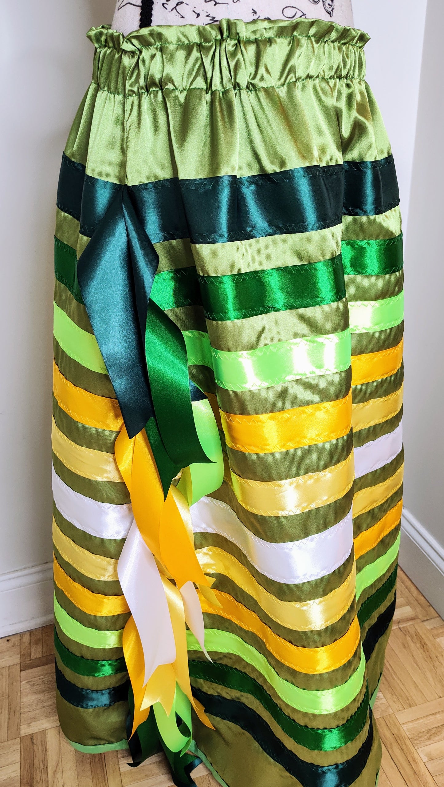 Native American Ribbon Skirt Sacred Sweetgrass Ribbon Skirt  Light Green Ribbon Skirt