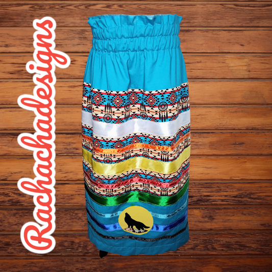 Native American Ribbon Skirt Turquoise Dreamcatcher Ribbon Skirt Abstract Print Ribbon Skirt